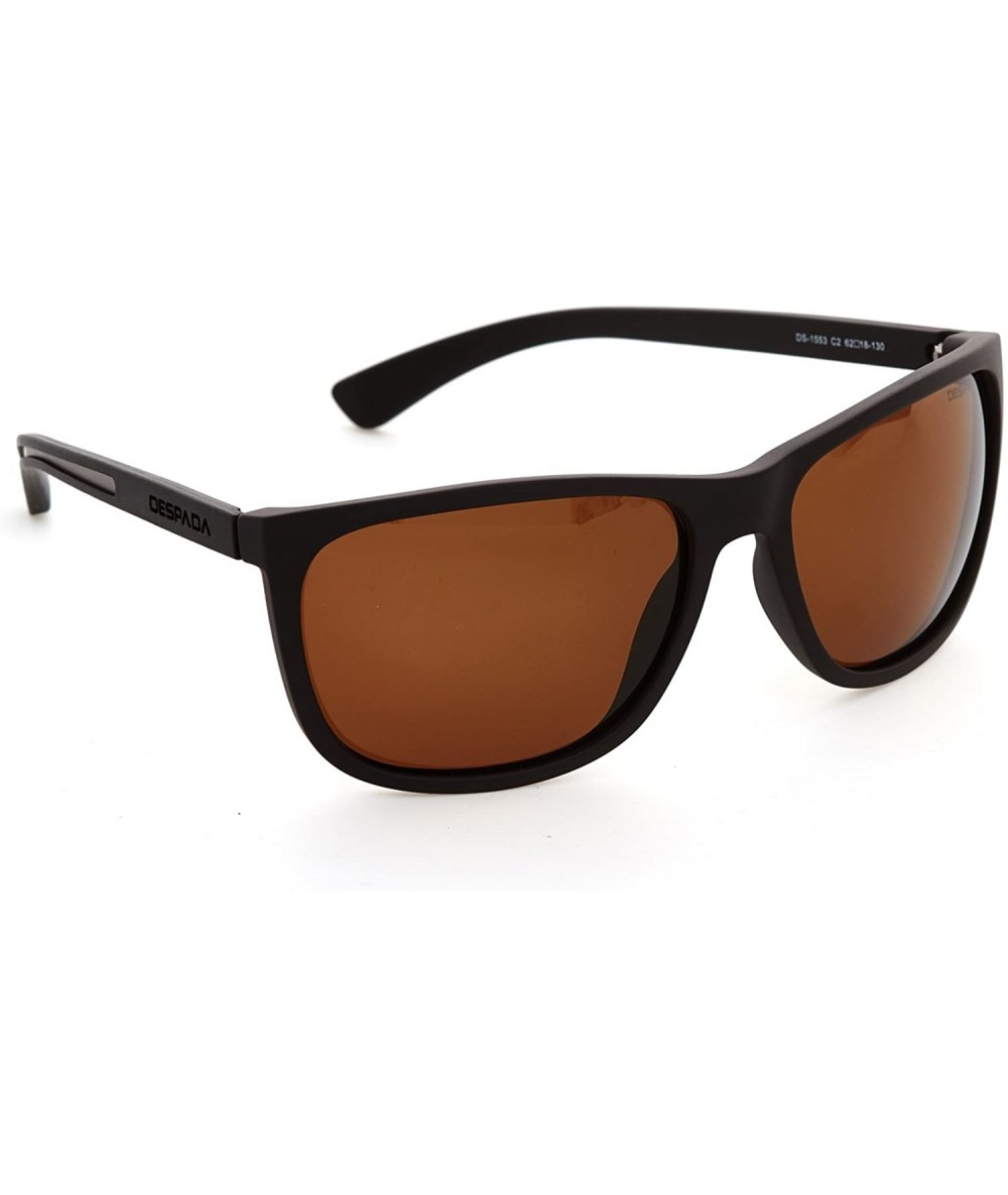 Round Made In ITALY Classic. Men's Sunglasses Plastic Frame- Polarized Lens DS1553 - Matte Brown - CZ189N5W7HY $44.43