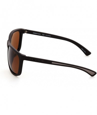 Round Made In ITALY Classic. Men's Sunglasses Plastic Frame- Polarized Lens DS1553 - Matte Brown - CZ189N5W7HY $44.43