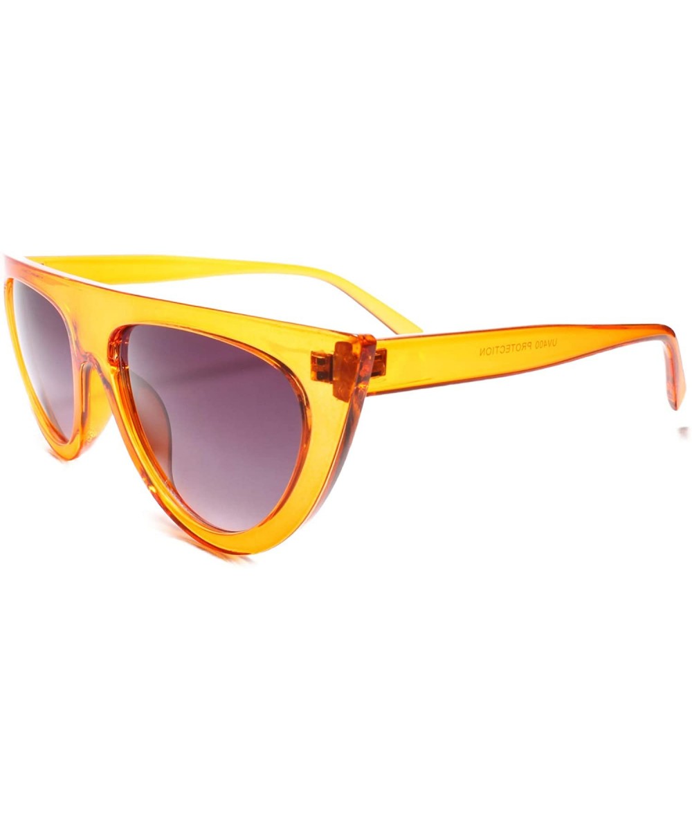 Cat Eye Classic Vintage Retro Womens Flat Top Cat Eye Sunglasses - Orange - CZ18U4RE6QK $23.08