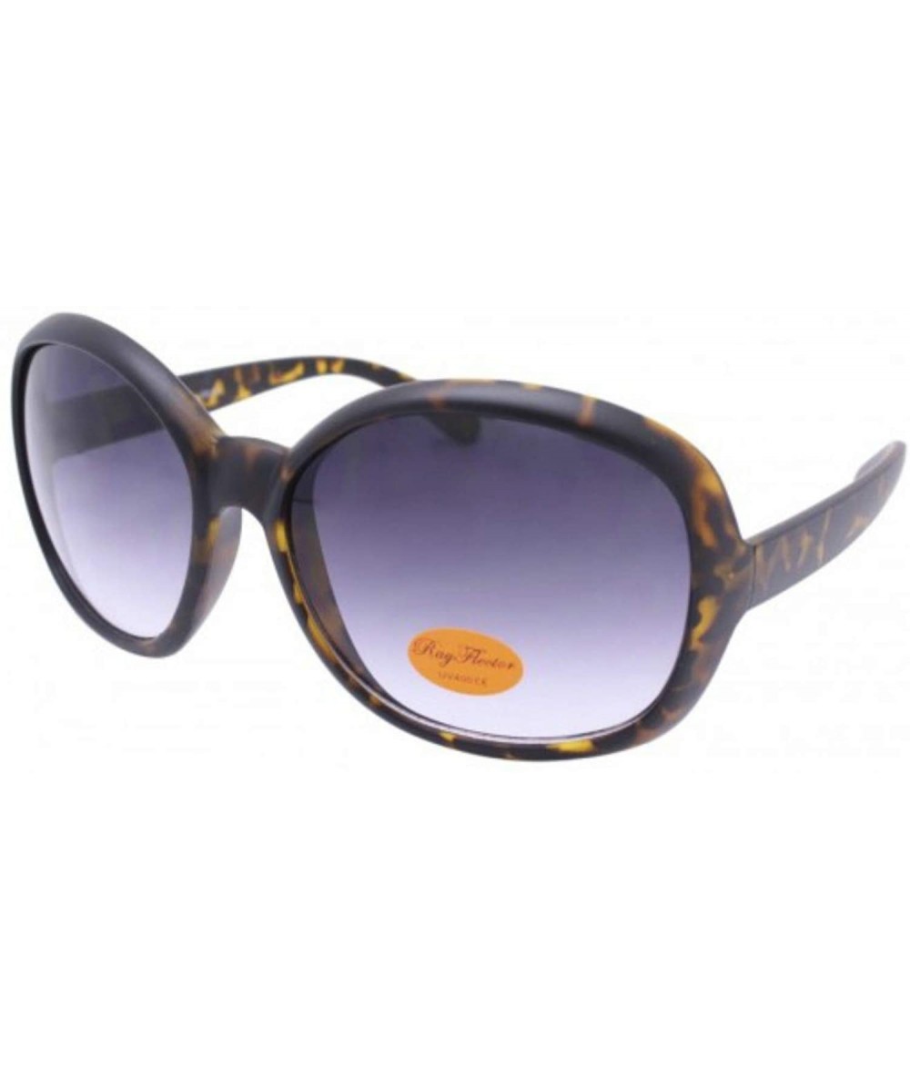 Oversized Oversized Round Sunglasses - Tortoiseshell/Black Lens - C4199UY080X $23.31