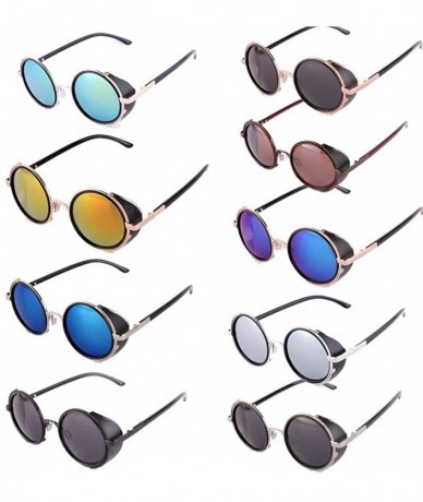 Round Men Retro Style Sunglasses Round Frame Color Lens Sunglasses Sunglasses - Coffee - CT18RQUUAIT $33.58