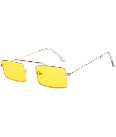 Square Slender Square Sunglasses Retro Small Rectangle Metal Frame UV Protection - F - CC190NEMD8M $14.95