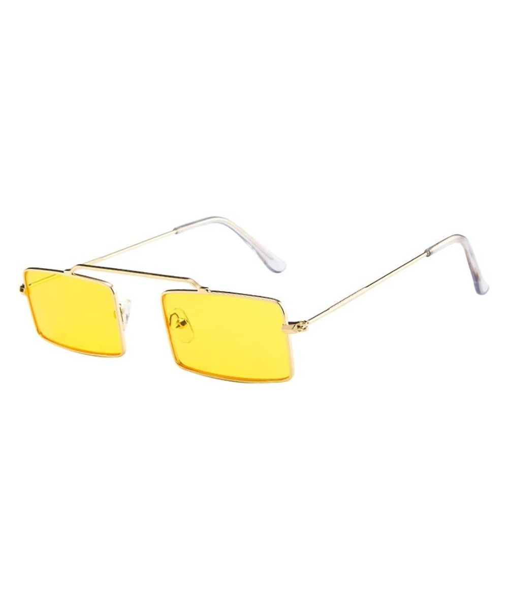 Square Slender Square Sunglasses Retro Small Rectangle Metal Frame UV Protection - F - CC190NEMD8M $14.95