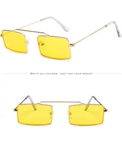 Square Slender Square Sunglasses Retro Small Rectangle Metal Frame UV Protection - F - CC190NEMD8M $14.95