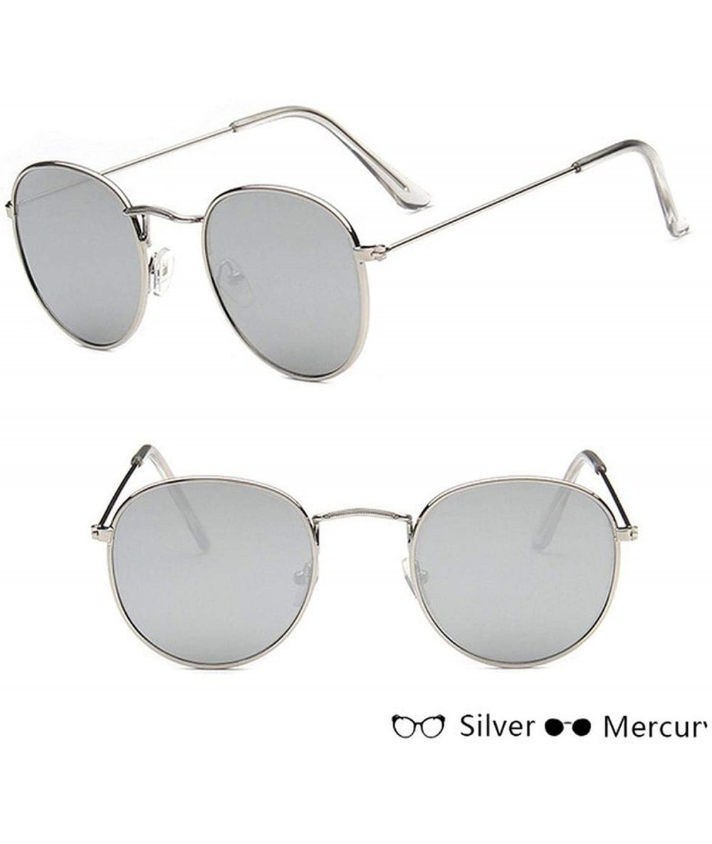 Square 2019 Classic Small Frame Round Sunglasses Women/Men Er Alloy Mirror Sun Glasses Vintage Oculos - Silver Mercury - CA19...