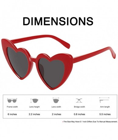 Cat Eye Heart-Shaped Sunglasses Women Vintage Black Pink Red Heart Shape Sun Glasses - B (White + Red) Frame - C018UL8CUR5 $2...