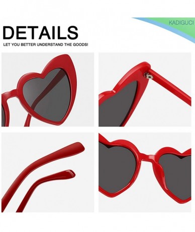 Cat Eye Heart-Shaped Sunglasses Women Vintage Black Pink Red Heart Shape Sun Glasses - B (White + Red) Frame - C018UL8CUR5 $2...