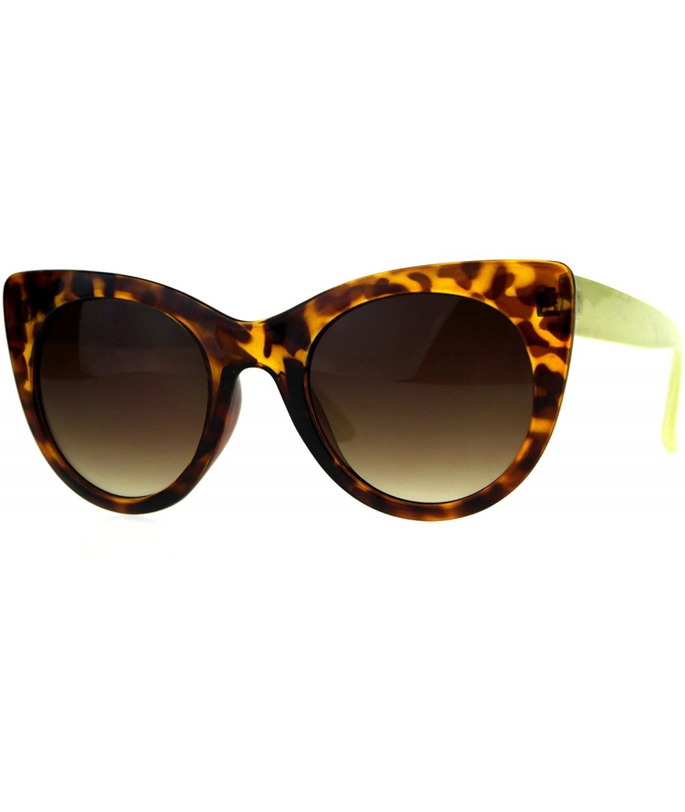 Oversized Womens Mod Chic Oversize Cat Eye Thick Plastic Sunglasses - Tortoise Yellow Brown - CO180Q0WIGM $20.42