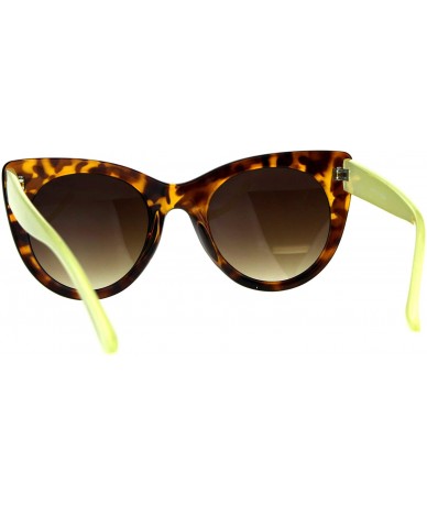 Oversized Womens Mod Chic Oversize Cat Eye Thick Plastic Sunglasses - Tortoise Yellow Brown - CO180Q0WIGM $20.42