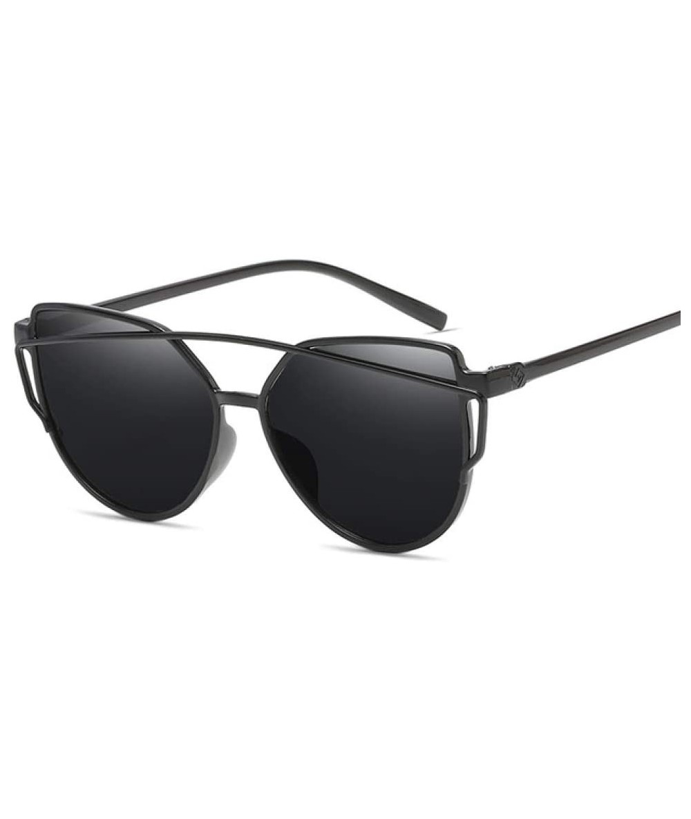 Cat Eye Fashion Sunglasses Glasses Coating - Black - CV197WDIN8H $44.73