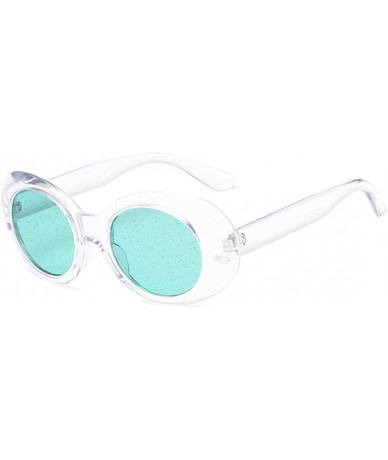 Rectangular Women's Cat Eye Sunglasses Retro Oval Oversized Plastic Lenses glasses - White Green - CF18NEL6XW5 $17.79