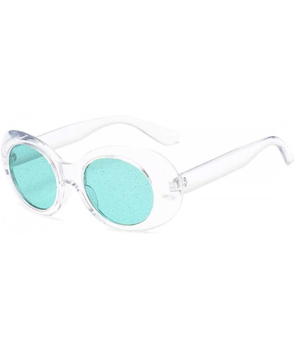 Rectangular Women's Cat Eye Sunglasses Retro Oval Oversized Plastic Lenses glasses - White Green - CF18NEL6XW5 $17.79