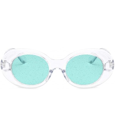 Rectangular Women's Cat Eye Sunglasses Retro Oval Oversized Plastic Lenses glasses - White Green - CF18NEL6XW5 $17.79