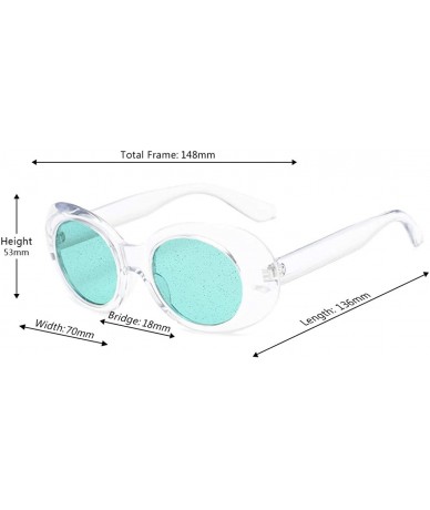 Rectangular Women's Cat Eye Sunglasses Retro Oval Oversized Plastic Lenses glasses - White Green - CF18NEL6XW5 $17.79