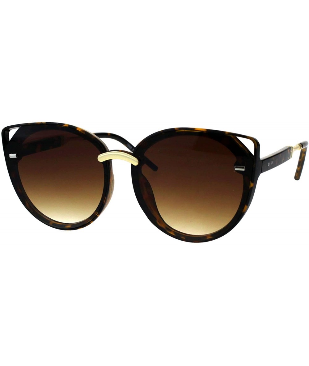 Round Designer Fashion Womens Sunglasses Round Cateye Frame UV 400 - Tortoise (Brown) - C018GD3A3OM $20.63