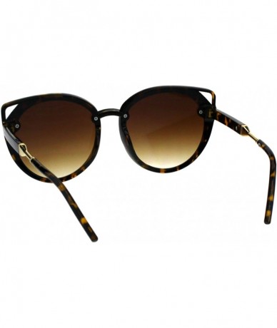 Round Designer Fashion Womens Sunglasses Round Cateye Frame UV 400 - Tortoise (Brown) - C018GD3A3OM $20.63