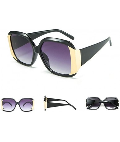 Oversized Fashion oversized Square Frame Glasses Brand Designer Retro Big Frame Women Sunglasses - Black - CM18WCEOQAQ $21.88