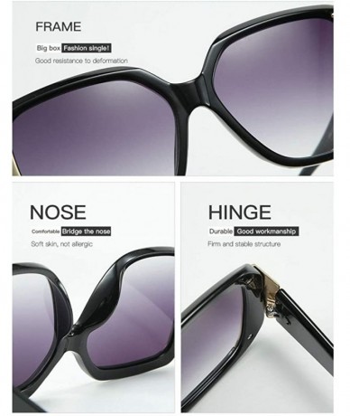 Oversized Fashion oversized Square Frame Glasses Brand Designer Retro Big Frame Women Sunglasses - Black - CM18WCEOQAQ $21.88