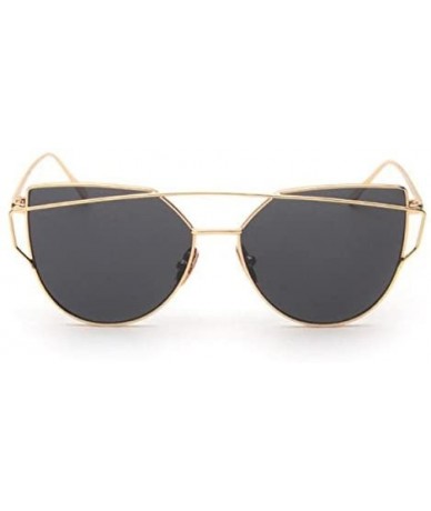 Cat Eye Fashion Twin-Beams Classic Women Metal Frame Mirror Sunglasses Cat Eye - 6161gd - C818ROYOKM0 $21.01