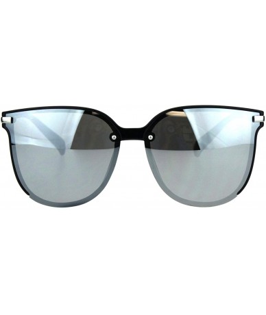 Rectangular Exposed Lens Mod Hipster Horn Rim Elegant Designer Sunglasses - Black Silver Mirror - C818I62HQHA $24.04