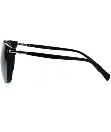 Rectangular Exposed Lens Mod Hipster Horn Rim Elegant Designer Sunglasses - Black Silver Mirror - C818I62HQHA $24.04