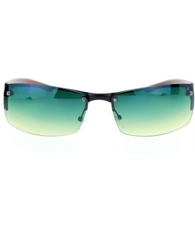 Rimless Rimless Rectangular Designer Fashion Mens Sunglasses - Black Green Brown - CQ12NA7X3X9 $19.62