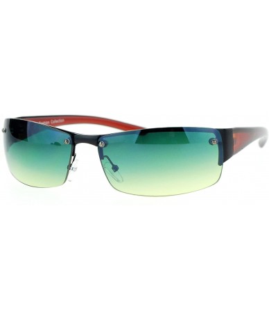 Rimless Rimless Rectangular Designer Fashion Mens Sunglasses - Black Green Brown - CQ12NA7X3X9 $19.62