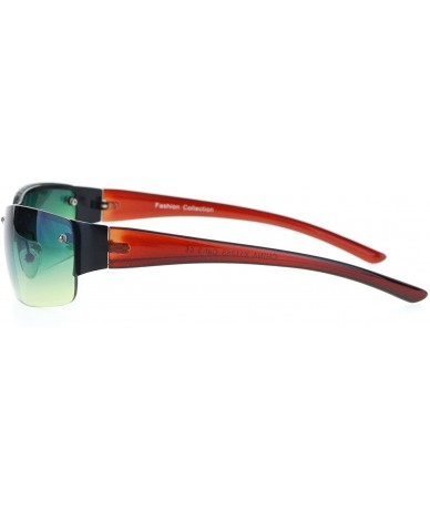 Rimless Rimless Rectangular Designer Fashion Mens Sunglasses - Black Green Brown - CQ12NA7X3X9 $19.62