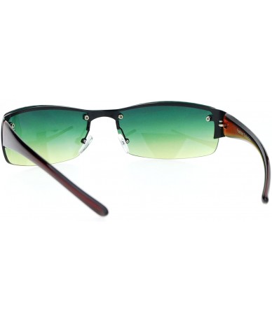 Rimless Rimless Rectangular Designer Fashion Mens Sunglasses - Black Green Brown - CQ12NA7X3X9 $19.62