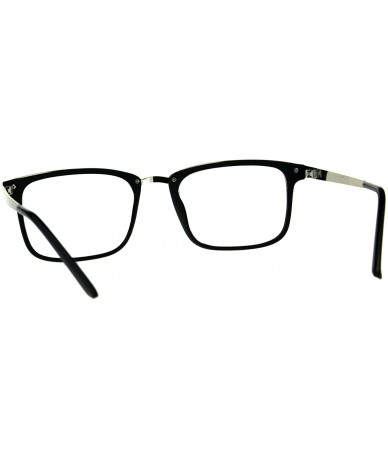 Rectangular Mens Double Rim Rectangular Designer Fashion Style Powered Reading Glasses - Silver Black - CZ18EN0RN6O $24.53