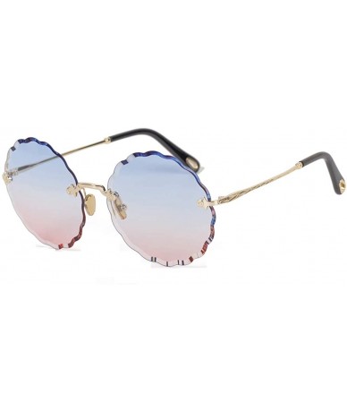 Aviator Women's gradient round frame sunglasses - new flowers frameless personality sunglasses - C - C818S0XWWGT $72.17