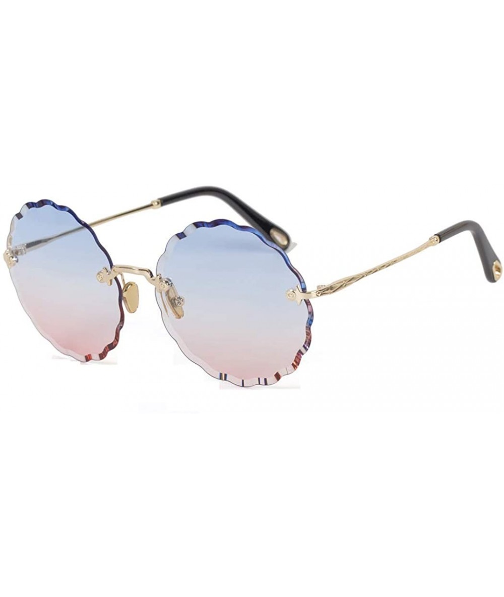 Aviator Women's gradient round frame sunglasses - new flowers frameless personality sunglasses - C - C818S0XWWGT $72.17