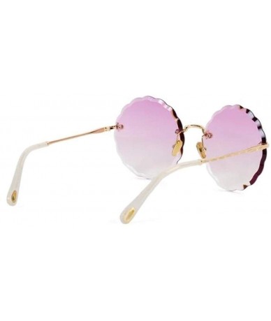 Aviator Women's gradient round frame sunglasses - new flowers frameless personality sunglasses - C - C818S0XWWGT $72.17