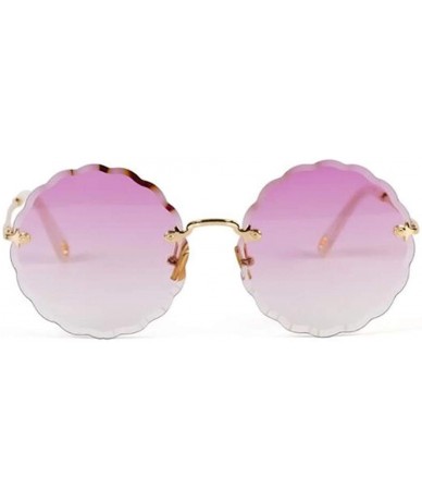 Aviator Women's gradient round frame sunglasses - new flowers frameless personality sunglasses - C - C818S0XWWGT $72.17