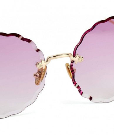 Aviator Women's gradient round frame sunglasses - new flowers frameless personality sunglasses - C - C818S0XWWGT $72.17