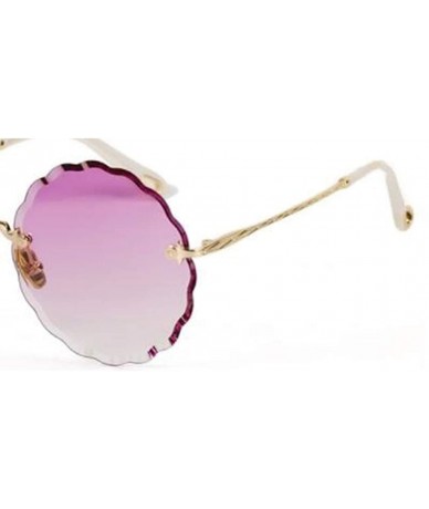 Aviator Women's gradient round frame sunglasses - new flowers frameless personality sunglasses - C - C818S0XWWGT $72.17