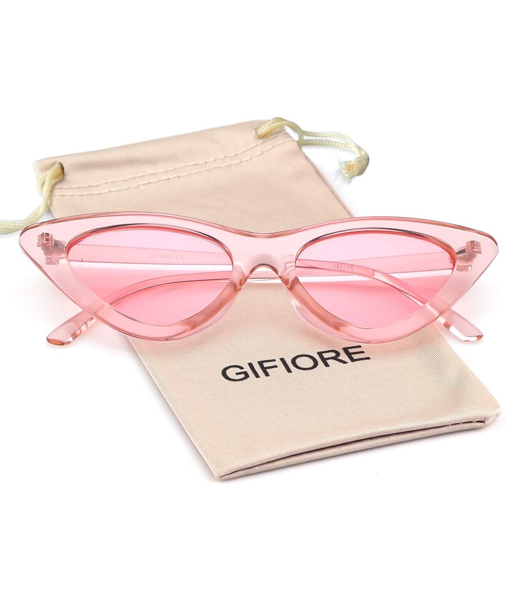 Goggle Retro Vintage Cateye Sunglasses for Women Clout Goggles Plastic Frame Glasses - Transparent Pink - C218D2S4DTT $19.96