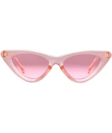 Goggle Retro Vintage Cateye Sunglasses for Women Clout Goggles Plastic Frame Glasses - Transparent Pink - C218D2S4DTT $19.96