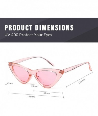 Goggle Retro Vintage Cateye Sunglasses for Women Clout Goggles Plastic Frame Glasses - Transparent Pink - C218D2S4DTT $19.96