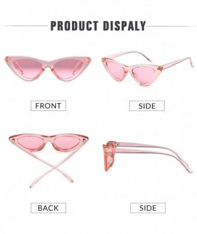 Goggle Retro Vintage Cateye Sunglasses for Women Clout Goggles Plastic Frame Glasses - Transparent Pink - C218D2S4DTT $19.96