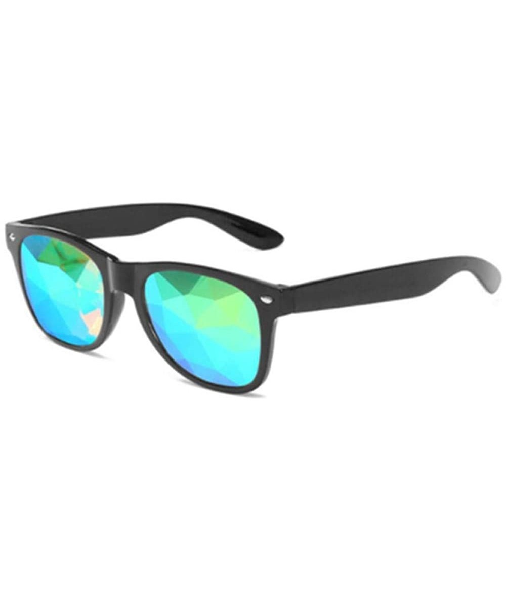 Aviator Kaleidoscope Glasses Women Men Retro Diffracted Lens Holographic Red As Picteur - Black - C318YZWY4I0 $17.85