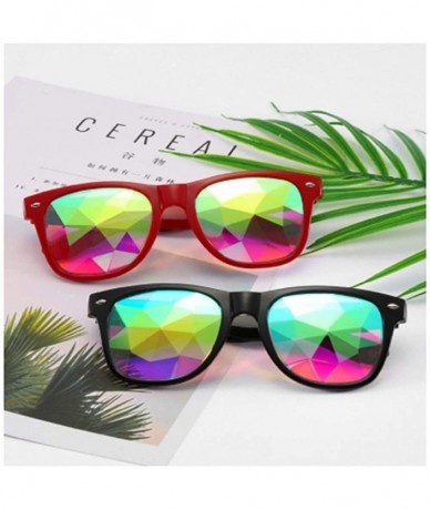 Aviator Kaleidoscope Glasses Women Men Retro Diffracted Lens Holographic Red As Picteur - Black - C318YZWY4I0 $17.85