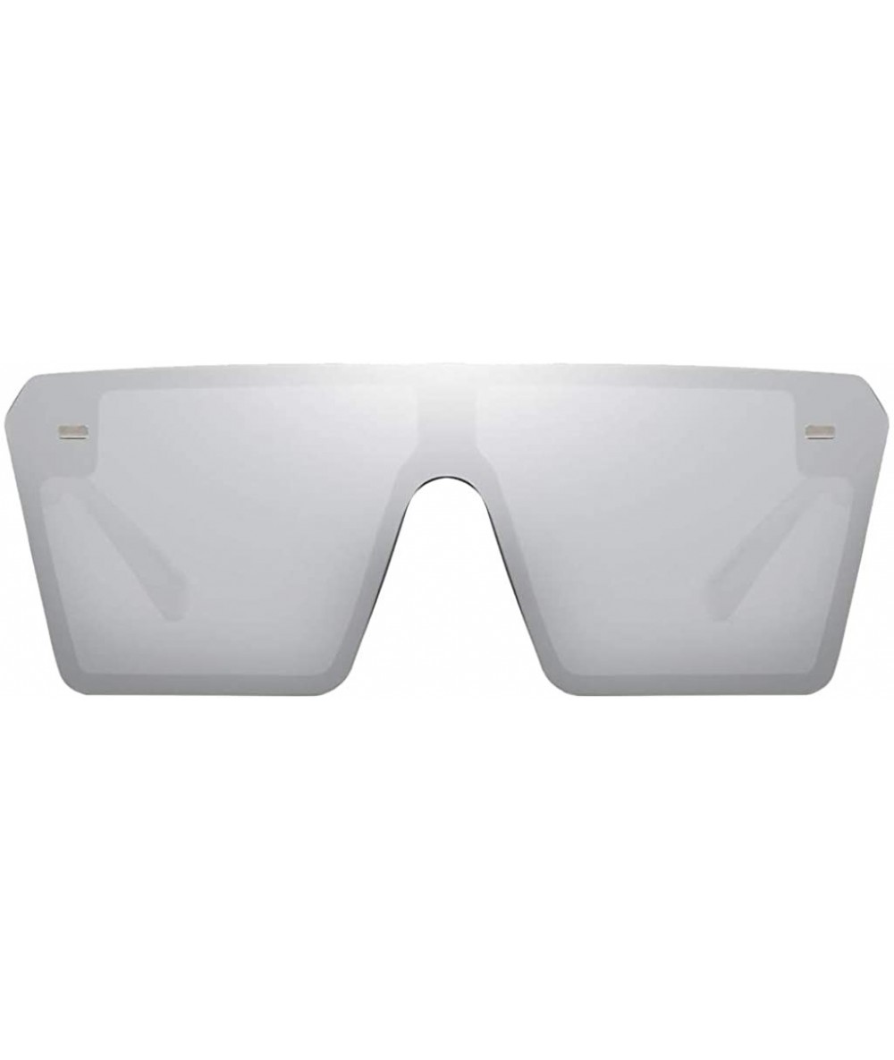 Oversized Chic Womens Rectangle Sunglasses Outdoor Party Tinted Lens Eyewear UV Protection - Silver - C7190DQ7L3S $18.46