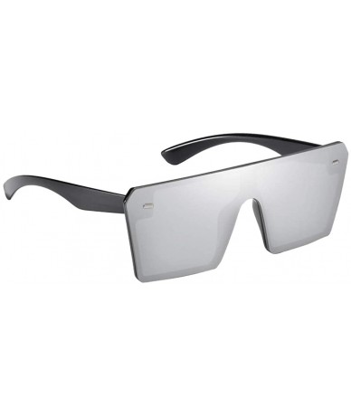 Oversized Chic Womens Rectangle Sunglasses Outdoor Party Tinted Lens Eyewear UV Protection - Silver - C7190DQ7L3S $18.46