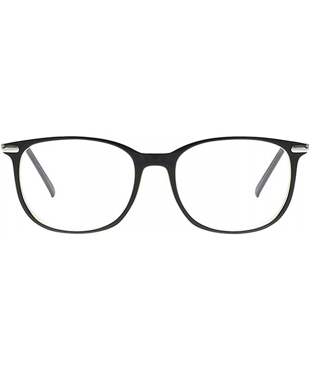 Square Women Retro Square Frame Eyeglasse Metal Temple Horn Rimmed Clear Lens - Black+white - CX18KNK9GNZ $19.68