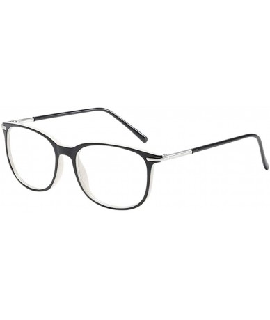 Square Women Retro Square Frame Eyeglasse Metal Temple Horn Rimmed Clear Lens - Black+white - CX18KNK9GNZ $19.68