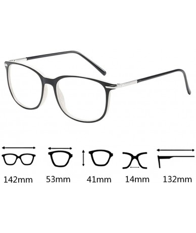 Square Women Retro Square Frame Eyeglasse Metal Temple Horn Rimmed Clear Lens - Black+white - CX18KNK9GNZ $19.68