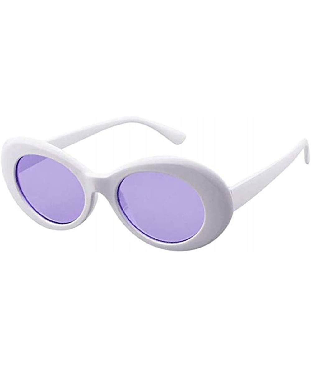 Aviator Womens Fashion Sunglasses Lightweight Sunglasses with Oval Lens PC Sunglasses for Girls - White Frame Purple Lens - C...