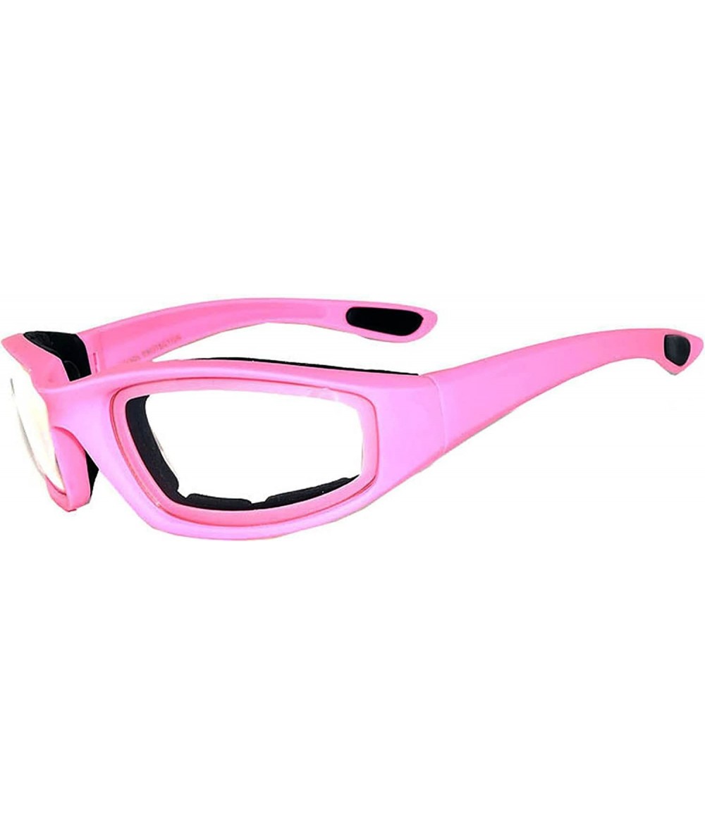 Goggle Motorcycle Padded Foam Glasses Smoke Mirror Clear Lens - Pink_clear - CQ1892C2WYI $18.12