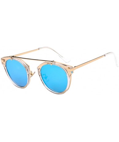 Semi-rimless Men Pilot Reflective UV400 Sunglass Mirror Travel Driving Sun Glasses Eyewear - Blue - CE182334TE6 $20.61